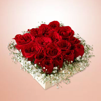 "25 Red Roses Flower Wooden box - code BF19 - Click here to View more details about this Product